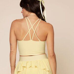 POPFLEX Cleo Corset Crop Bralette - Buttercream Yellow NWT